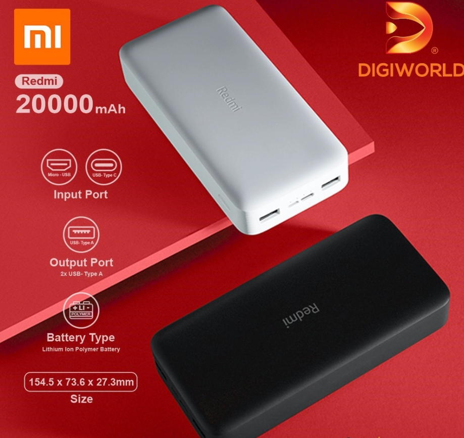 Pin dự phòng MI 20.000mah sạc nhanh REDMI 18w , Cục sạc nhanh chất lượng cao , 2 đầu vào 1 đầu ra , hàng chính hãng bảo hành 1 đổi 1