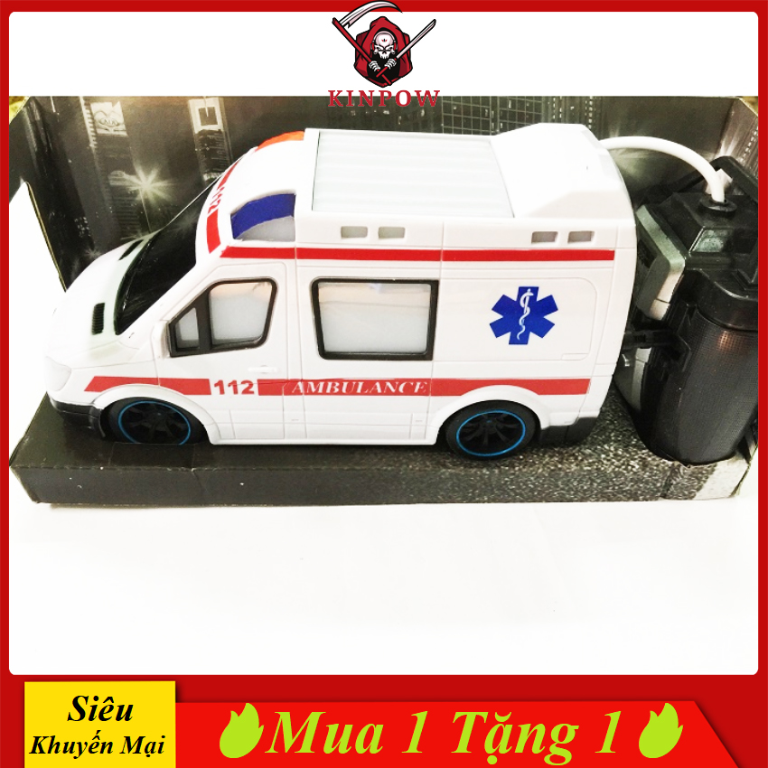 Đồ chơi xe cứu thương điều khiển kinpow di chuyển siêu tốc, đèn pha sáng