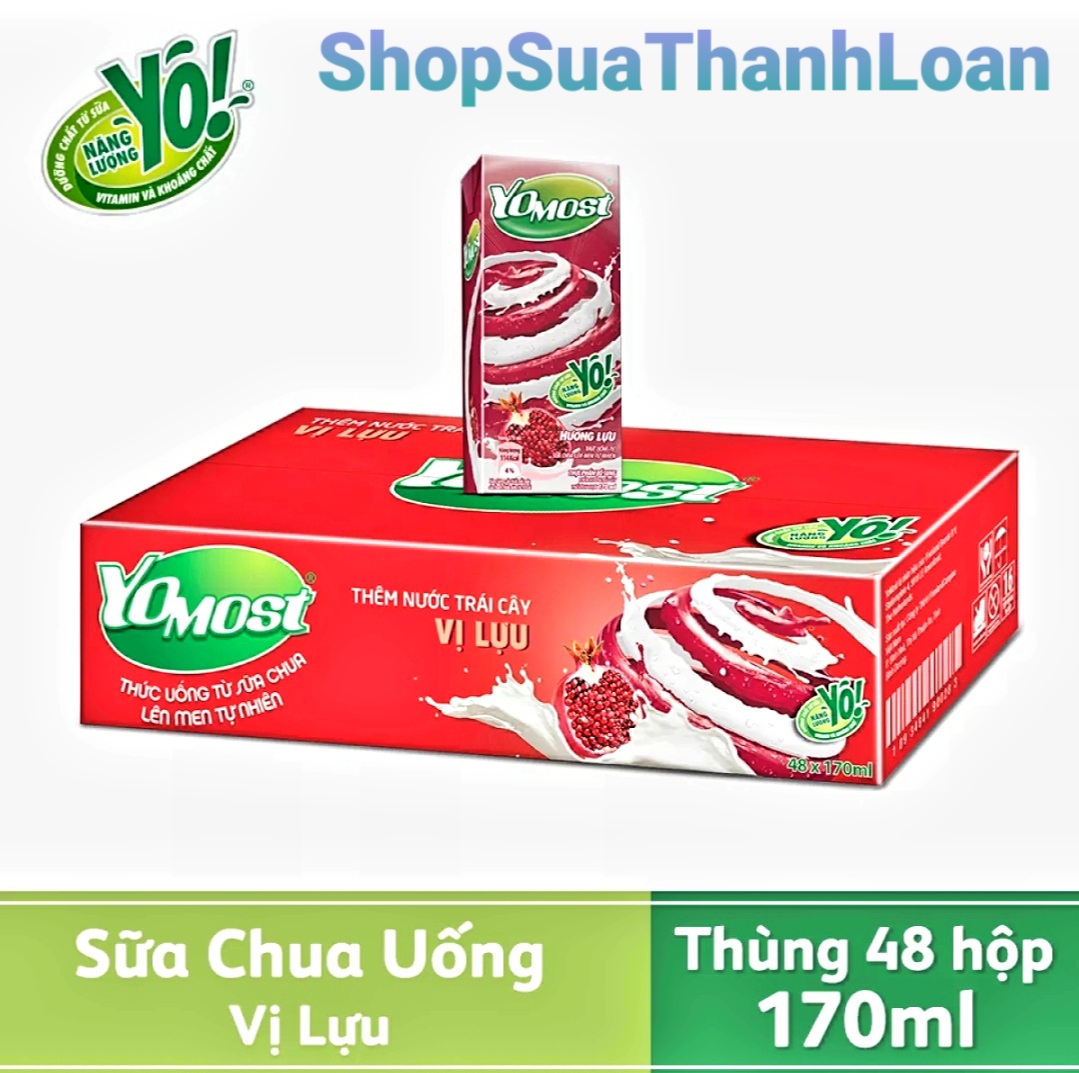 (HSD T5-2024) Thùng 48 Hộp Sữa Chua Uống YoMost Lựu 170ml.