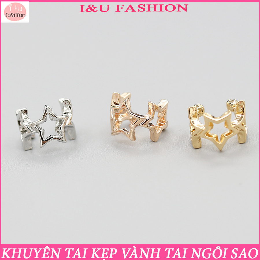 [ SIÊU SALE ] 1 Chiếc Bông tai Khuyên tai kẹp vành tai hình ngôi sao xinh xắn cho nữ ( Vàng , Bac , Vàng hồng - Có chọn màu ) - Bông tai không cần bấm lỗ và có thể điều chỉnh độ rộng KT-23