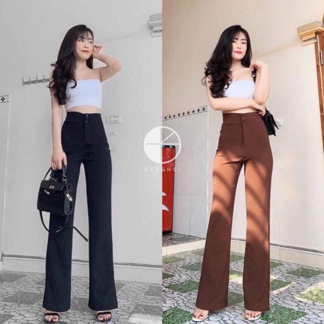 Quần ống loe 2 khuy - Quần ống loe cạp cao thời trang