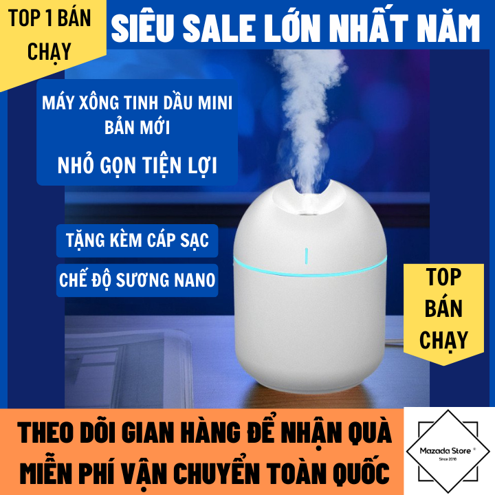 Máy phun sương xông tinh dầu phòng ngủ 3 chế độ phun sương, máy phun sương mini 250ml - máy phun sương tạo độ ẩm