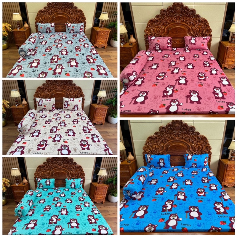 Drap thun lạnh hàn quốc mẫu gấu lotso đủ màu