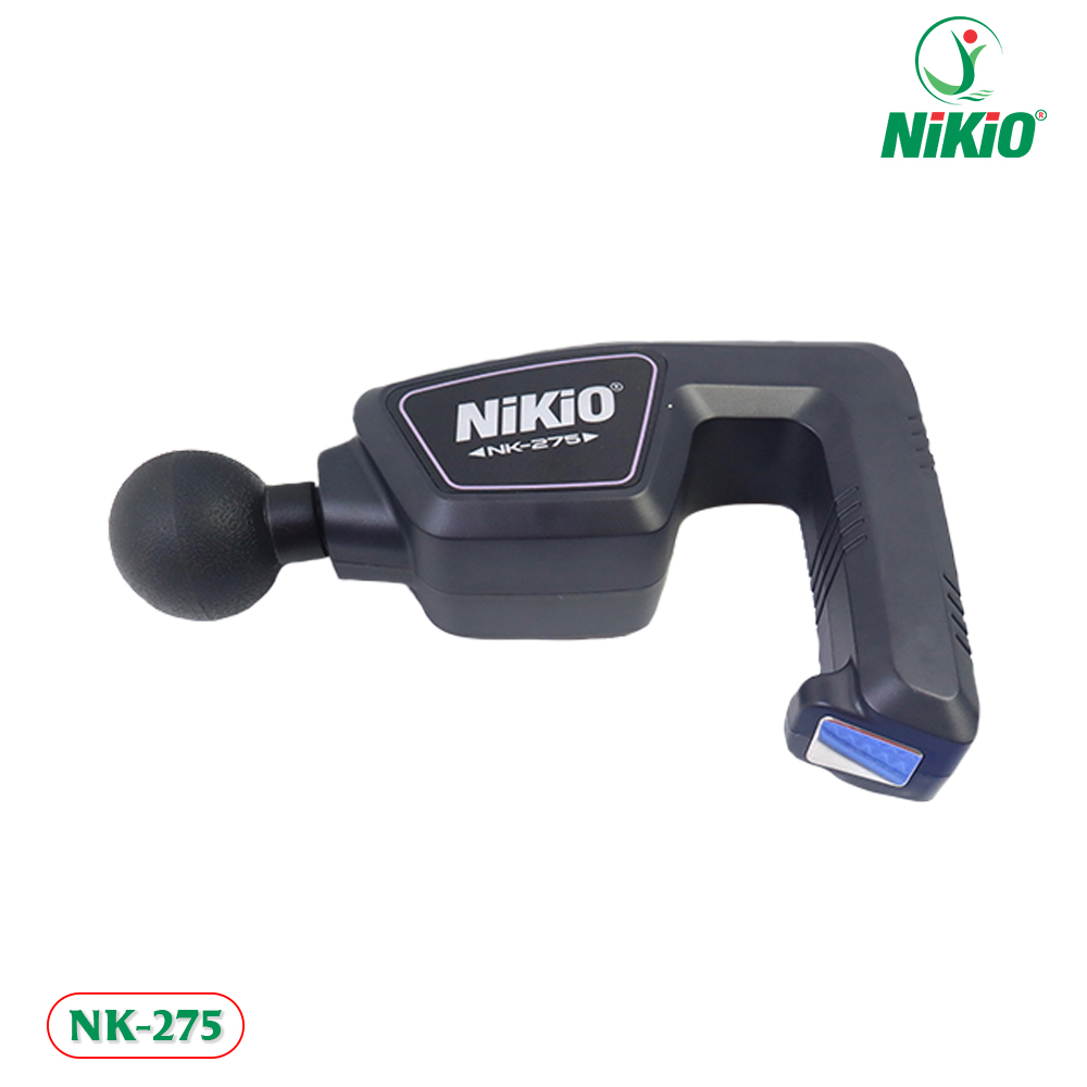   Mẫu Mới 2025  Súng Massage Giãn Cơ Cầm Tay Nikio NK-275 - Mát Xa Toàn Thân Dễ Dàng Với Dây Đai 7 Đầu Matxa 6 Tốc Độ Dòng Pin Sạc Tiện Lợi 