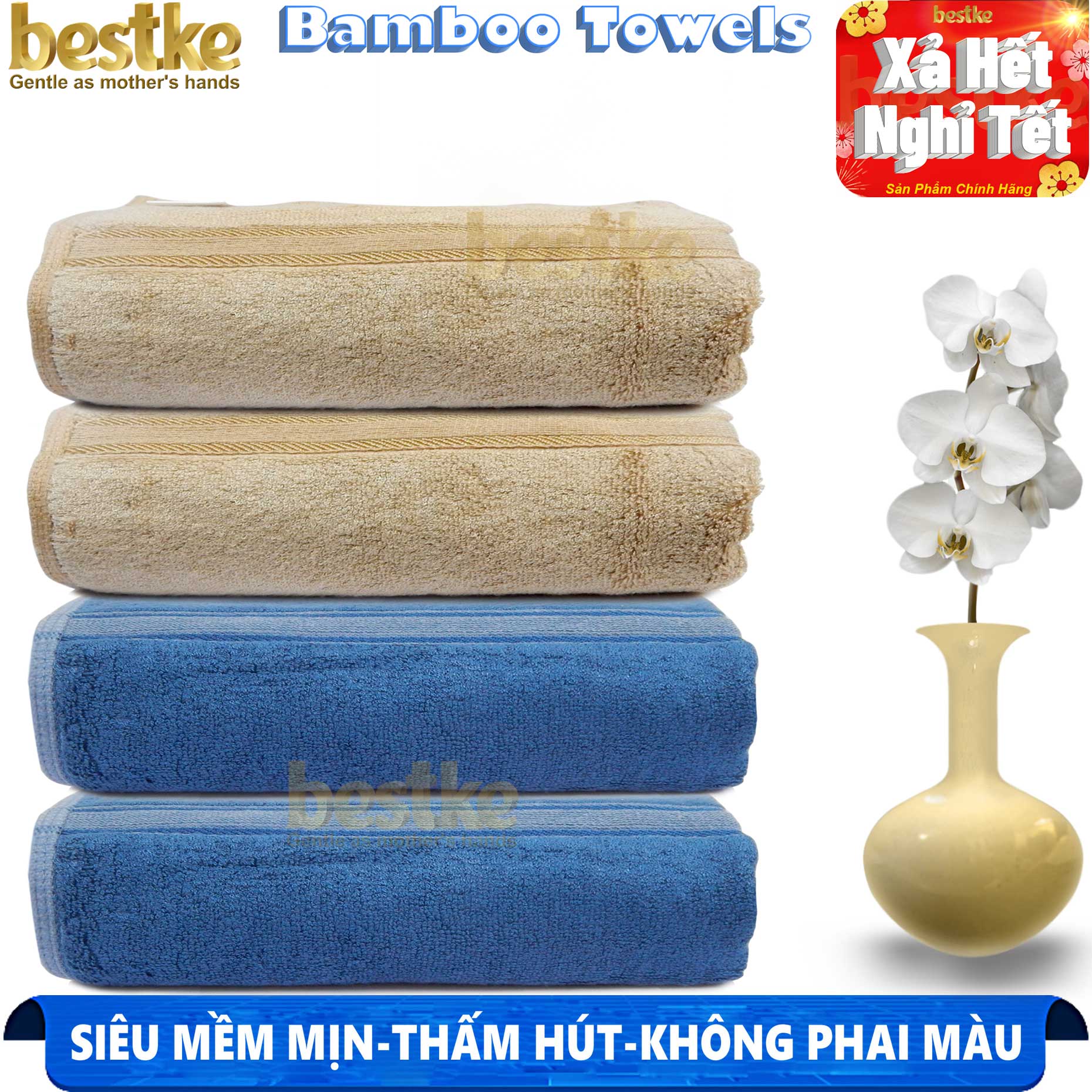 Khăn sợi tre , khăn tắm cho bé , Combo 4 khăn tắm to , khăn đẹp như mô tả
