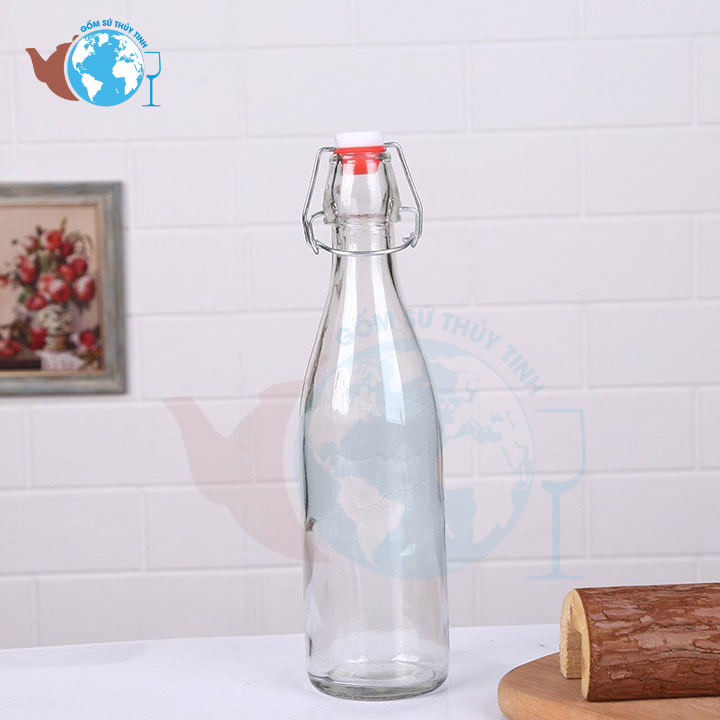 [HCM]Chai thủy tinh nắp gài 500ml cao cấp - chai tròn gài 500ml/ Thể tích 500ml.  Chai thủy tinh dày chắc chắn kiểu dáng sang trọng.