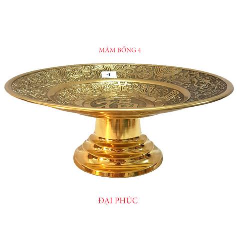 Mâm bồng chữ phúc đường kính 33 cm màu vàng bóng