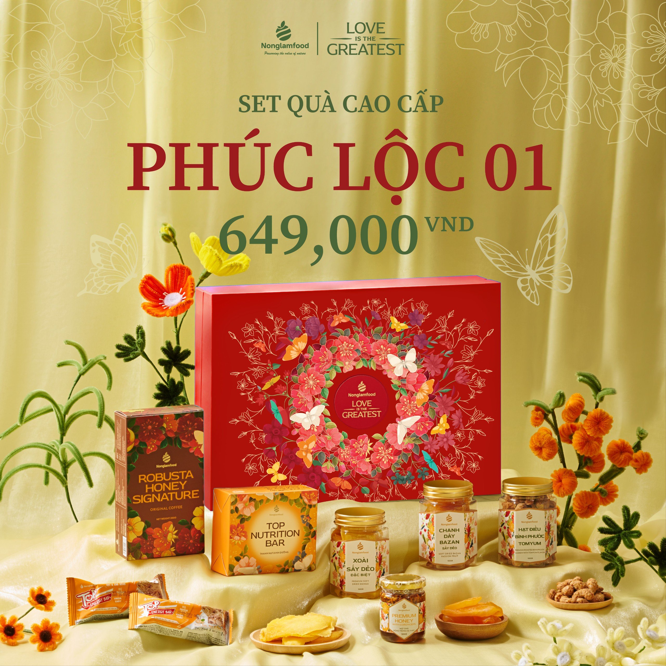 Set quà tết cao cấp Tết Phúc Lộc 1 Nonglamfood | Quà tết cao cấp Xuân Giáp Thìn cho người thân, bạn bè, doanh nghiệp