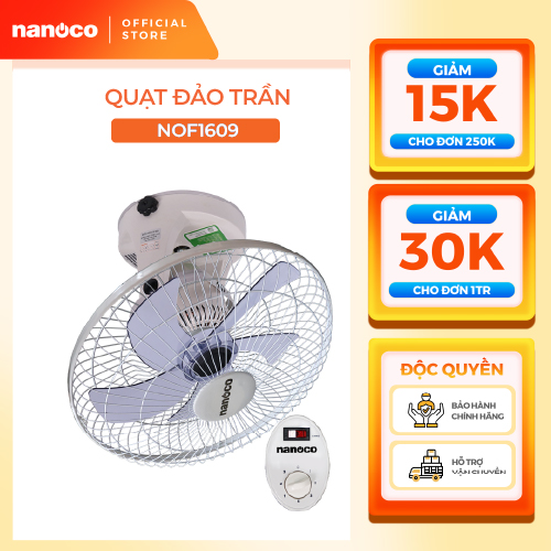 Quạt đảo cơ 5 cánh Nanoco model NOF1609 màu trắng