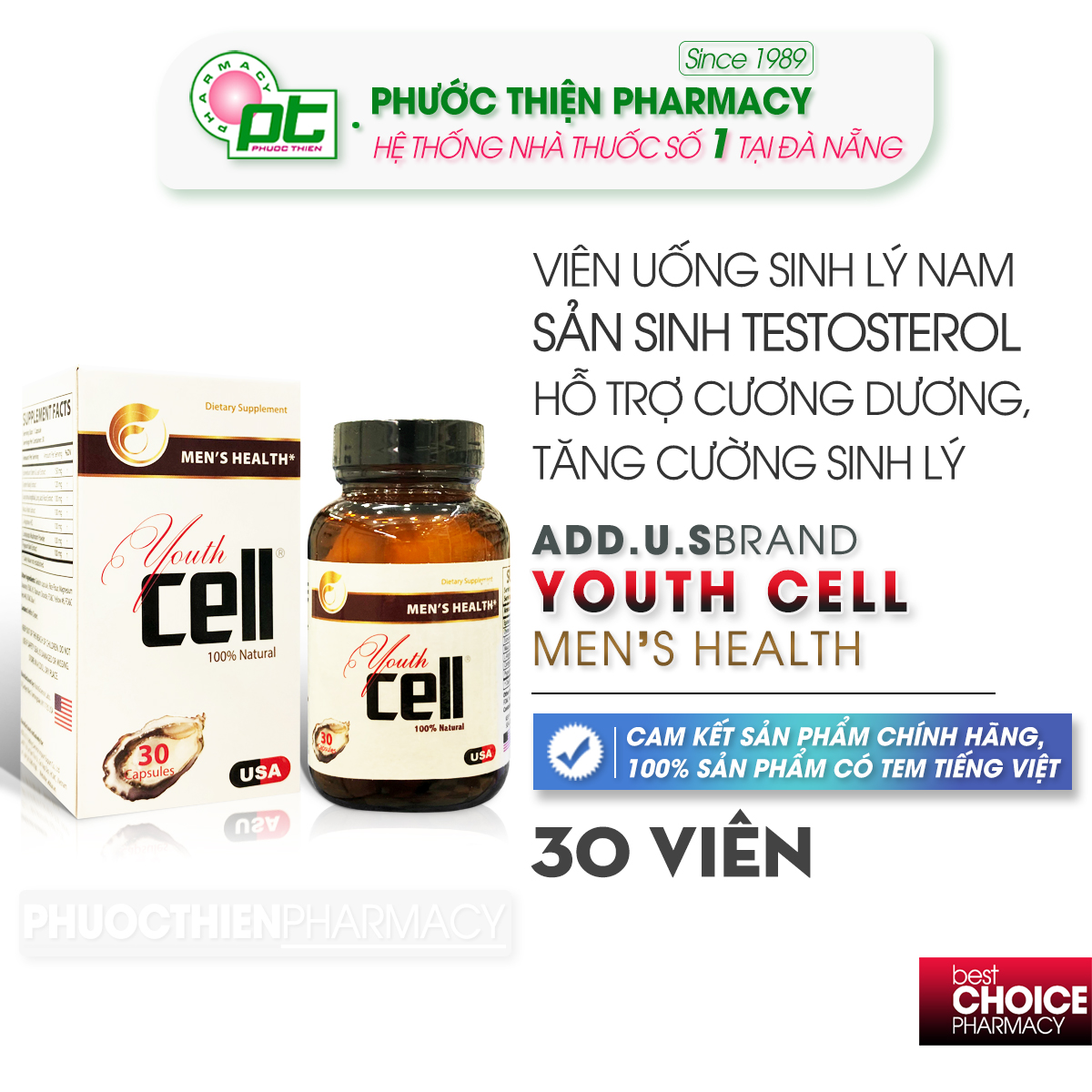 Viên uống bổ thận, tăng cường sinh lý nam Youth Cell 30 Viên