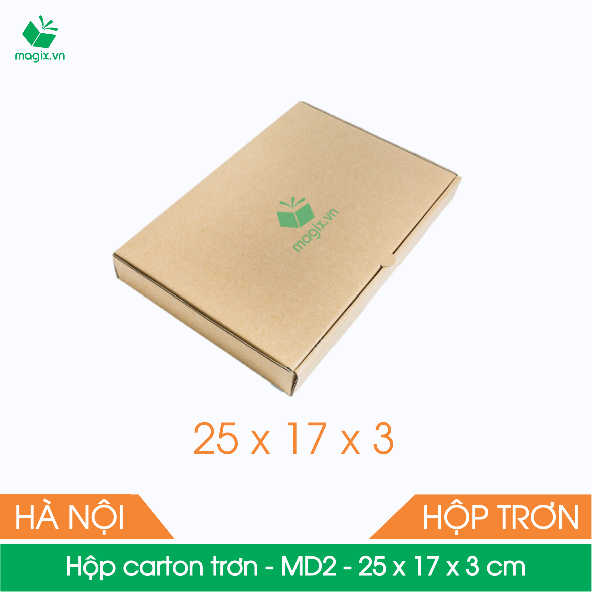 MD2 - 25x17x3 cm - 50 Thùng hộp carton trơn đóng hàng