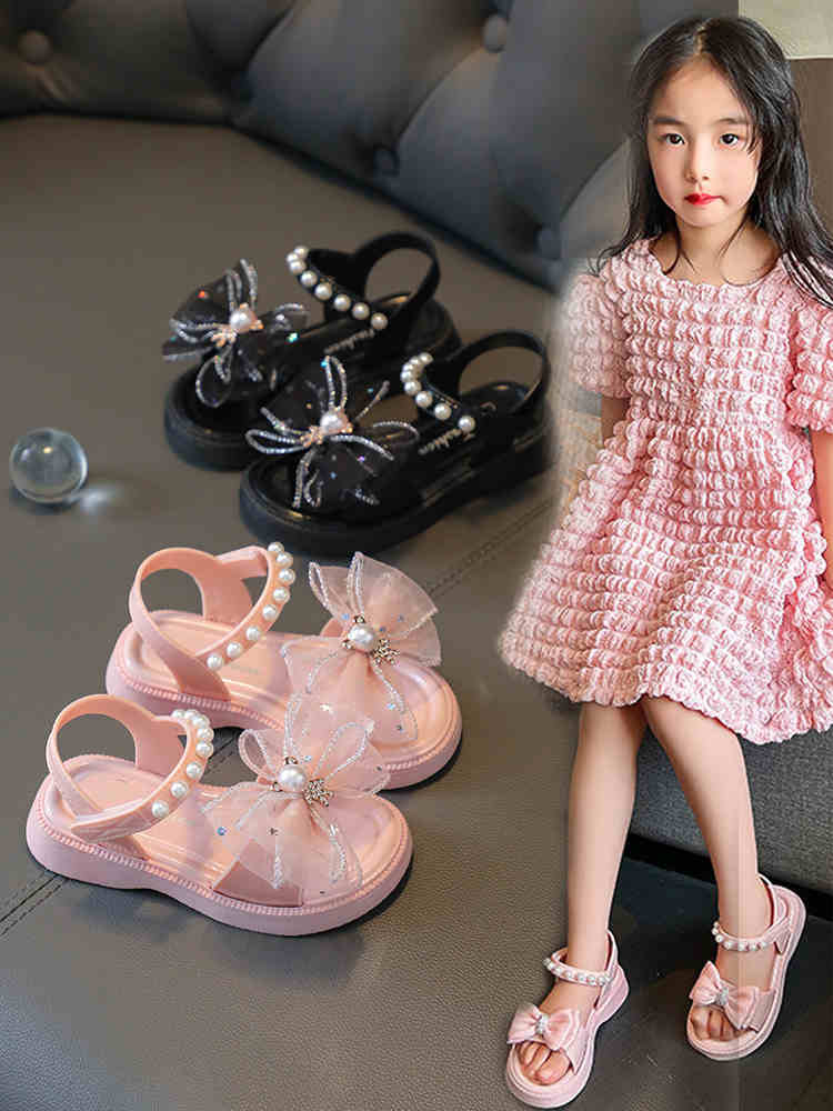 Dép sandal xăng đan quai hậu bé gái chất cao su gắn đá phong cách Hàn Quốc cực xinh cho bé từ 3 - 15 tuổi cho bé đi học đi chơi đi mưa 318
