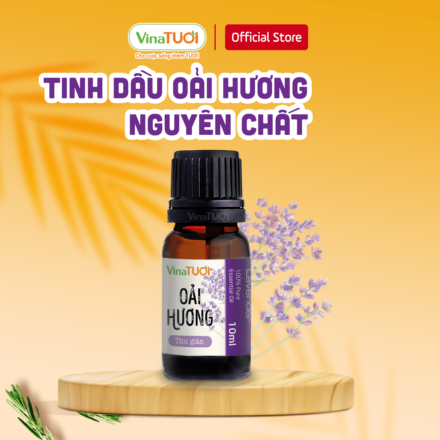 Tinh dầu thiên nhiên vina tươi oải hương nguyên chất chai 10ml | chai 50ml