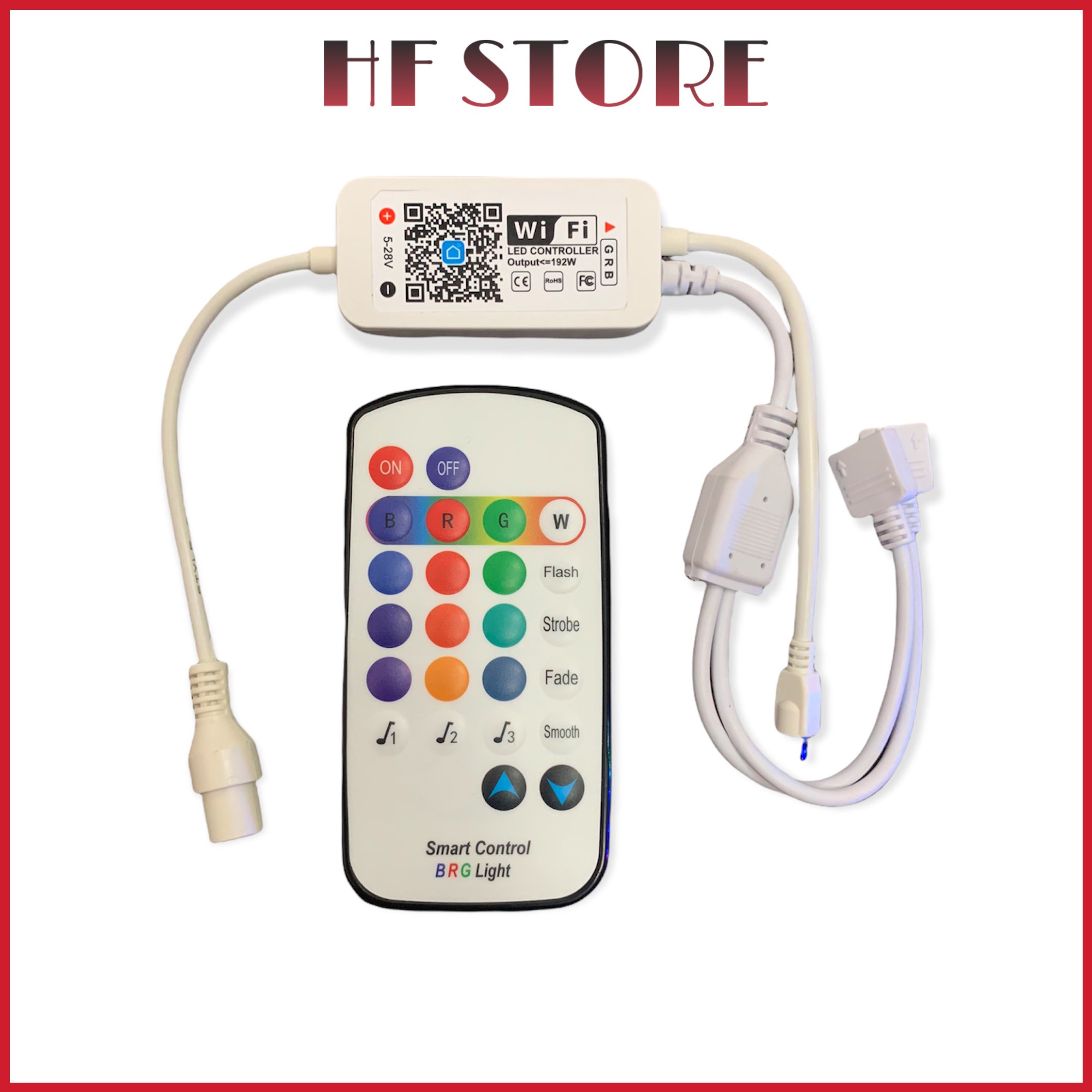 Bộ điều chỉnh dành cho đèn led dây rgb 7 màu, điều khiển từ xa led đổi màu, bộ remote có app điều khiển bằng điện thoại thông minh