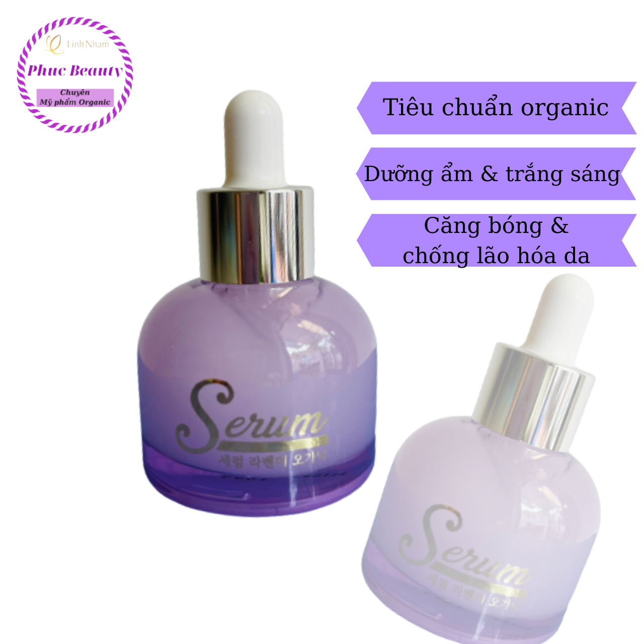 Serum lavender organic linh nhâm, tinh chất dưỡng da, trắng da, dưỡng ẩm, chống lão hóa, 30ml- phuc beaty