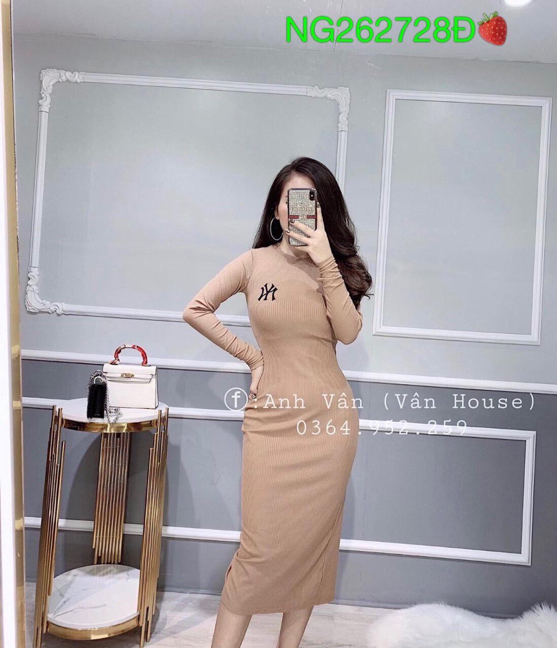 Đầm body tay dài thun tăm cao cấp