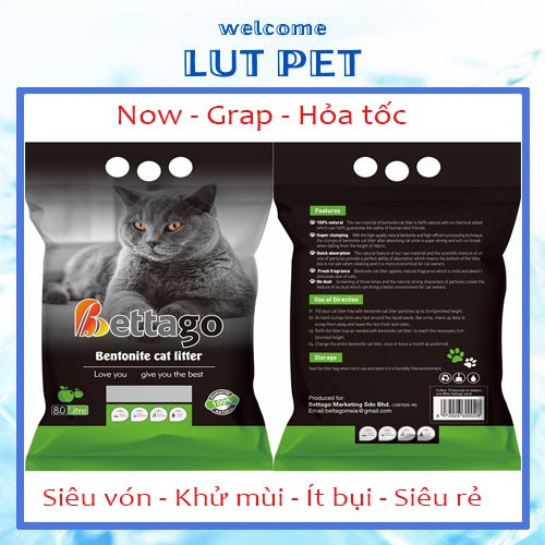 LUTCAT Cát vệ sinh cho mèo than hoạt tính khưr mùi - không bụi - khử khuẩn siêu vón - 8L