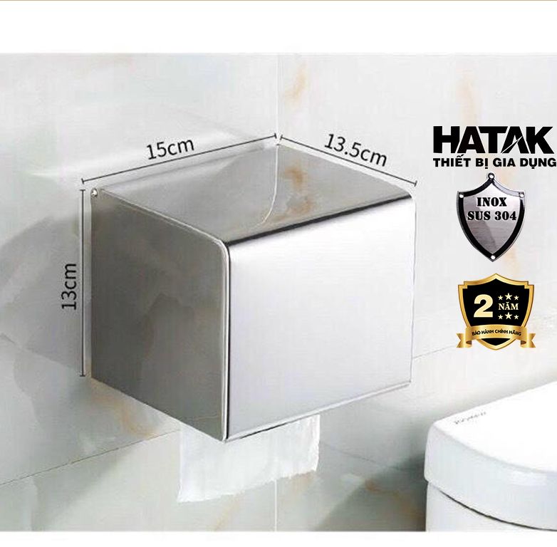 [INOX 304]Hộp đựng giấy vệ sinh inox 304 vuông không ướt giấy,hộp giấy vệ sinh bồn cầu inox, HATAR HA-KG02