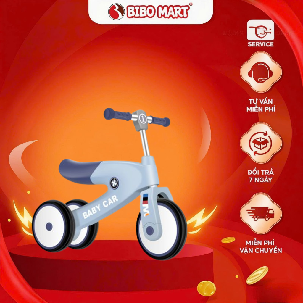 Xe Chòi Chân Cho Bé Siêu Nhẹ Baby Car Chất Liệu Cao Cấp Tay Cầm Và Bánh Xe Chống Trơn Trượt  An Toàn - Bibomart