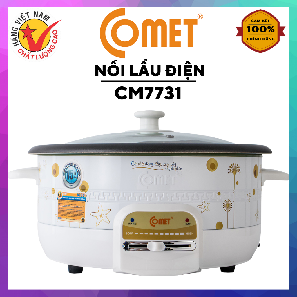 Nồi lẩu điện comet đa năng cm7731 - công suất 1300w, dung tích 3.5l
