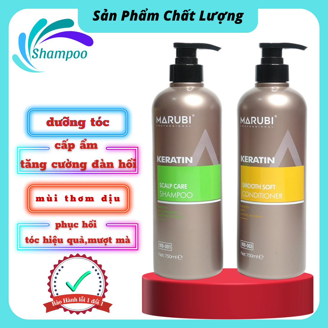 Cặp dầu gội xả Marubi keratin collagen siêu mượt 750ml dành cho mọi loại tóc siêu dưỡng