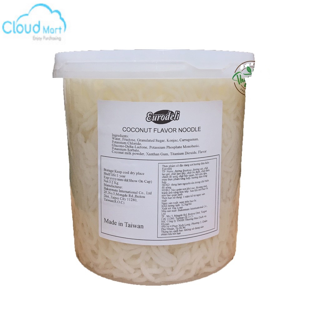 Thạch Sợi Dừa Eurodeli 3.2kg - Nguyên liệu trà sữa - Cloud Mart