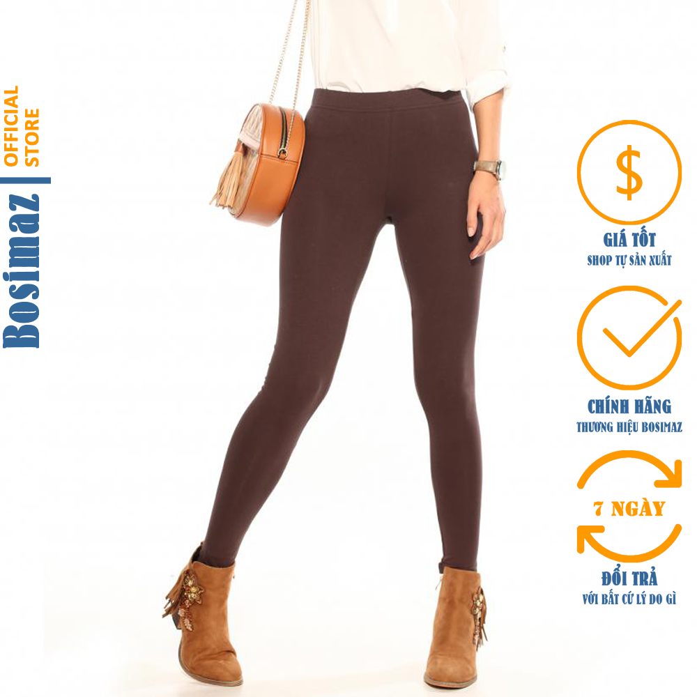 Quần Legging Nữ Bosimaz MS016 dài không túi màu nâu cao cấp, thun co giãn 4 chiều, vải đẹp dày, thoáng mát không xù lông.