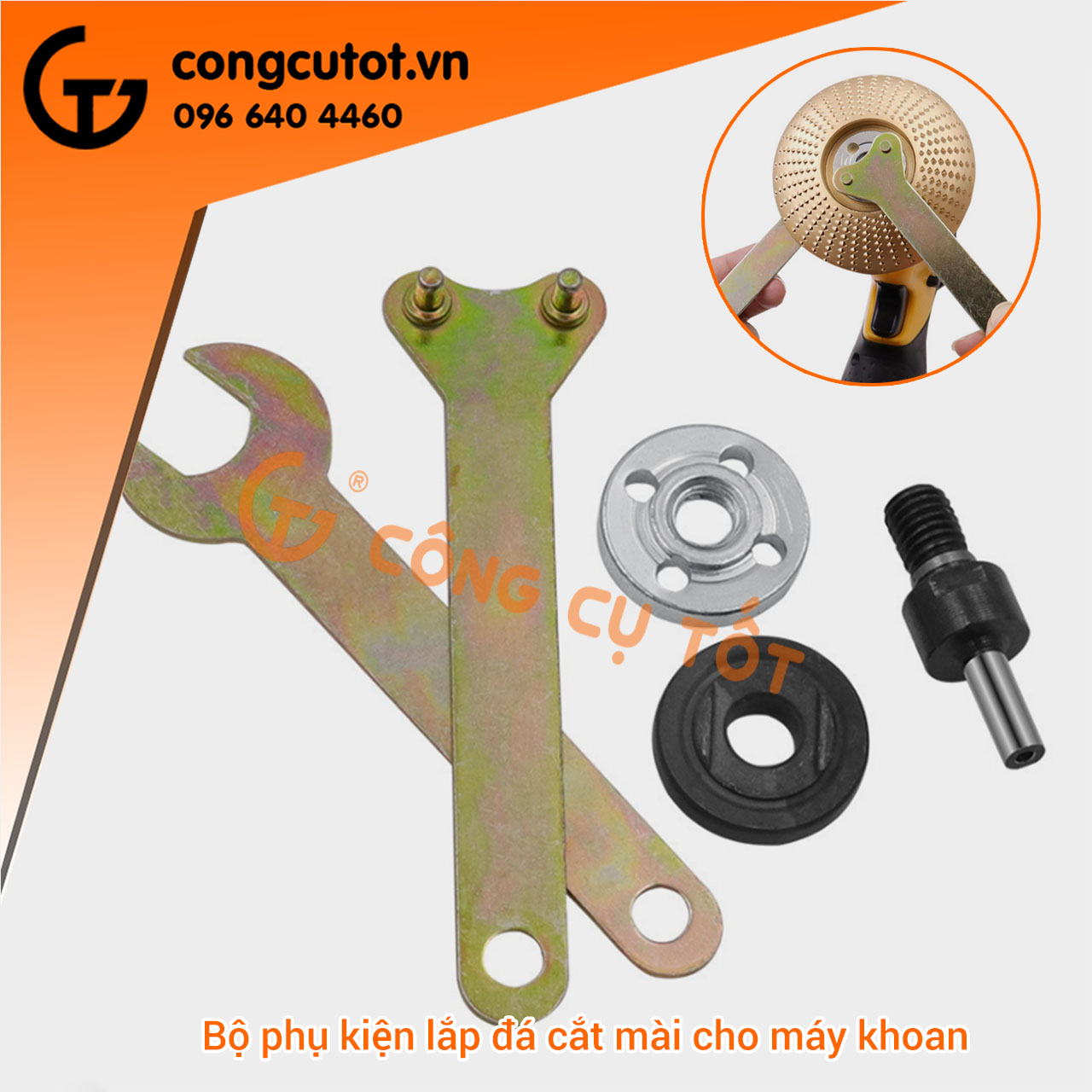 Trục kẹp đĩa cắt - đĩa mài lắp cho máy khoan