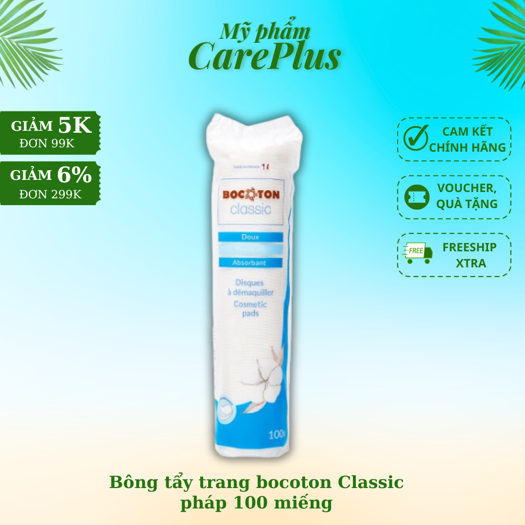 Bông tẩy trang bocoton Classic Pháp 80 miếng