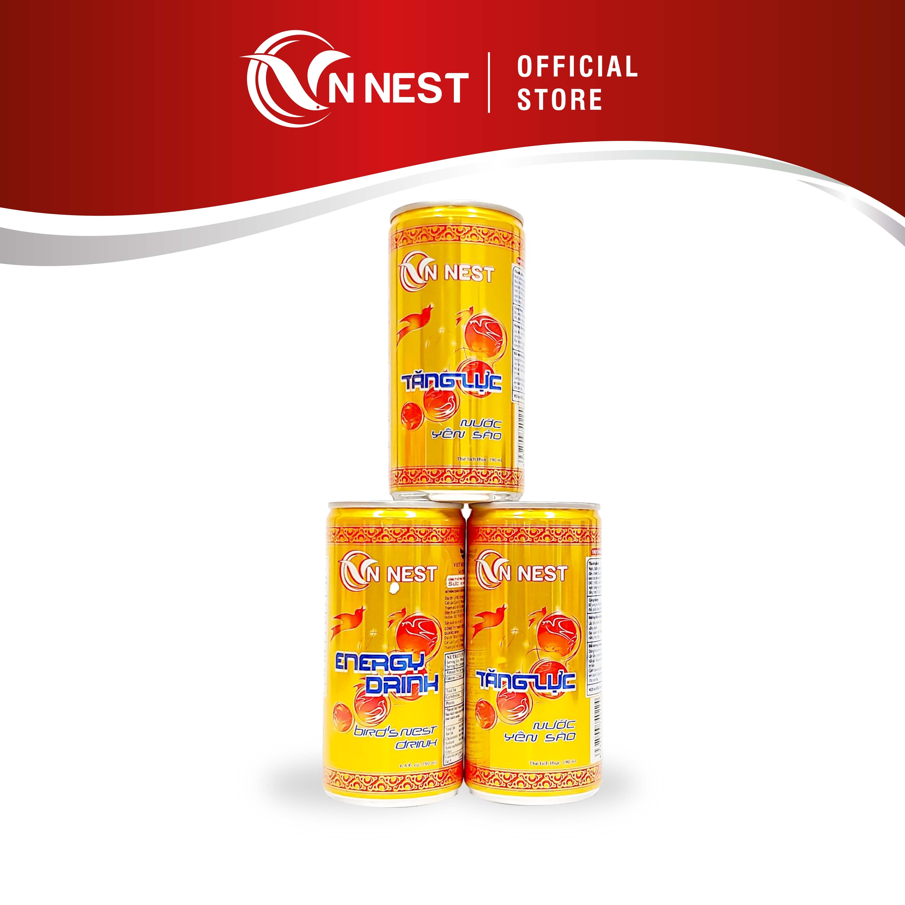 Thùng 30 lon nước tăng lực yến sào vn nest - 30 lon x 190ml - nước yến thật - chính hãng vn nest