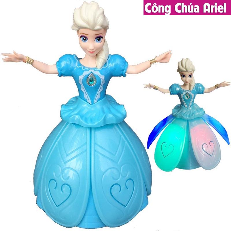 Lồng đèn trung thu công chúa Elsa đầm nhựa xòe dùng pin có đèn nhạc cho bé 2019