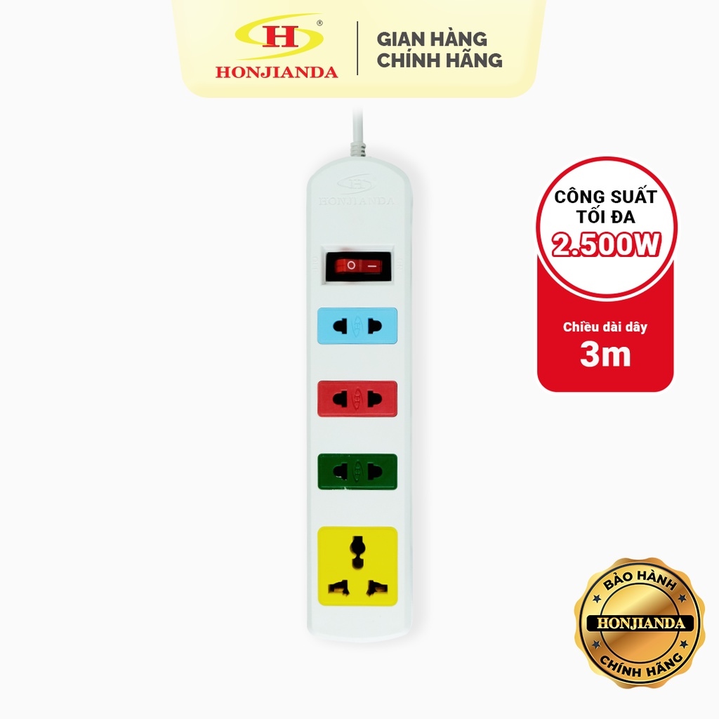 【HOT SALE】 Ổ cắm điện đa năng Honjianda Mã 03 Dây 3m/5m - an toàn chống quá tải