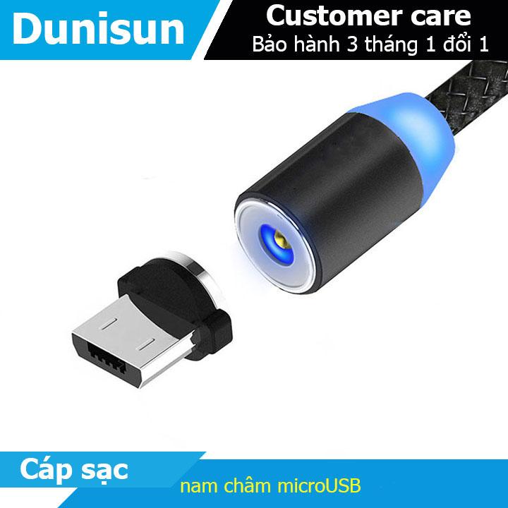 Cáp sạc từ hít nam châm đầu microusb 360 độ dây dù,có led