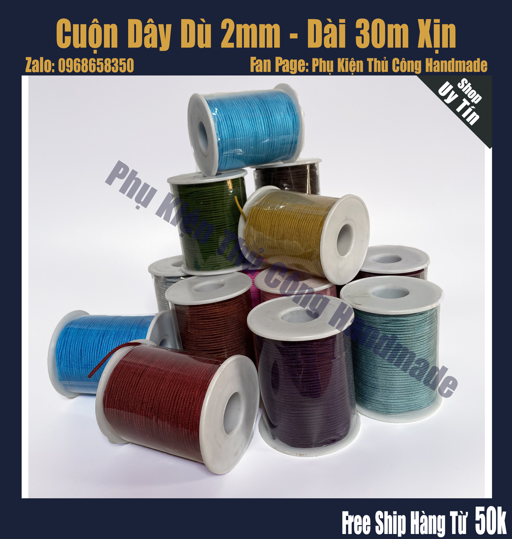 Dây dù 2mm đan vòng handmade loại xịn - cuộn 30m