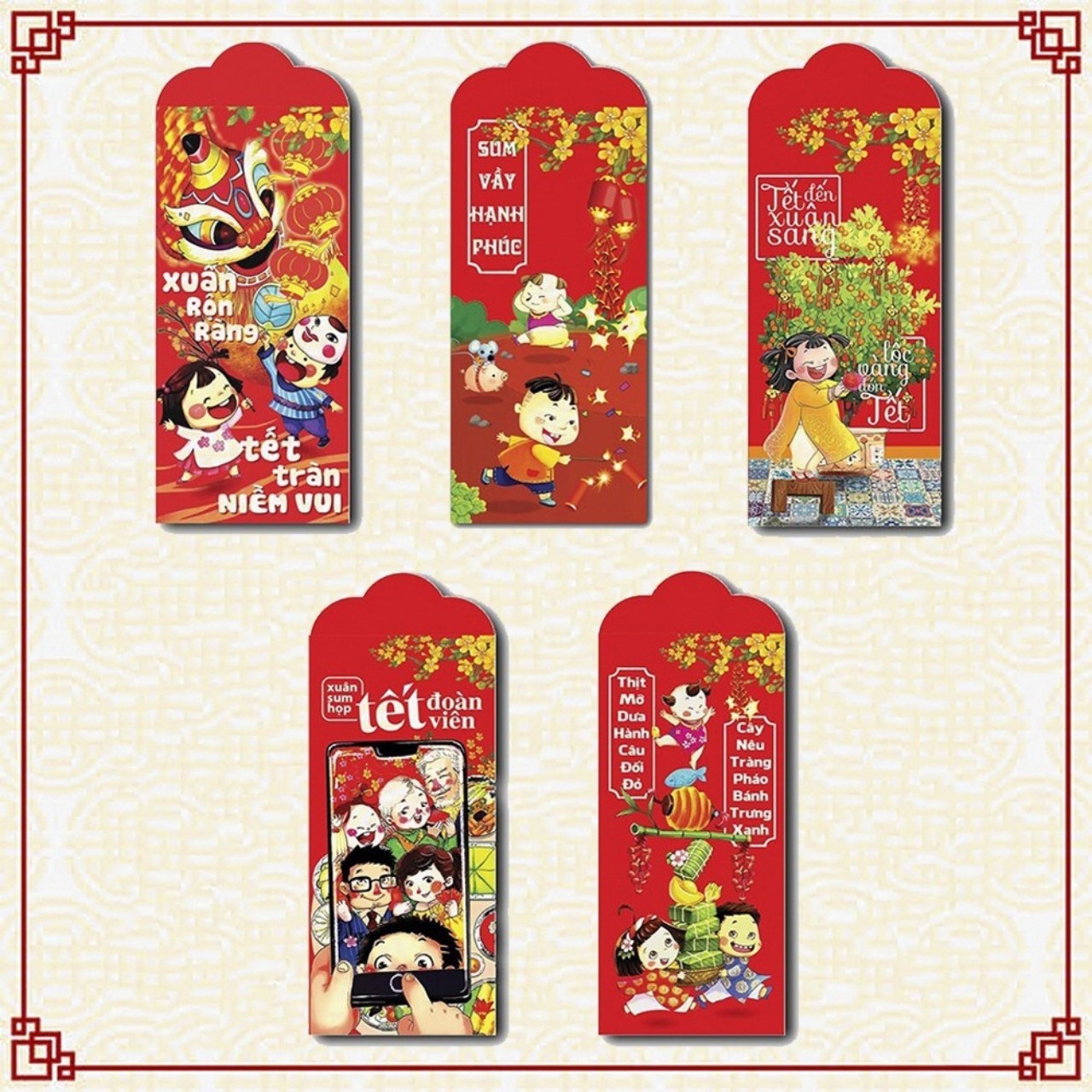 Combo 100 bao lì xì tết canh tý 2021, giao đủ mẫu - bì lì xì