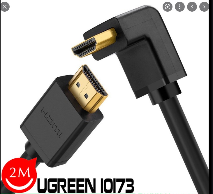 Cáp hdmi to hdmi hd103 dài 2m bẻ xuống góc vuông 90 độ ugreen 10173 chính hãng