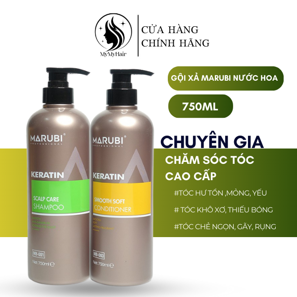 Dầu gội Marubi keratin phục hồi hư tổn,giảm tóc gãy rụng 750ml chính hãng