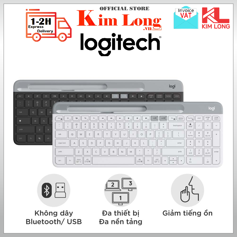 Bàn phím Logitech K580 không dây bluetooth Slim Multi device - Kết nối đa thiết bị, bluetooth, USB Unifying - Chính hãng