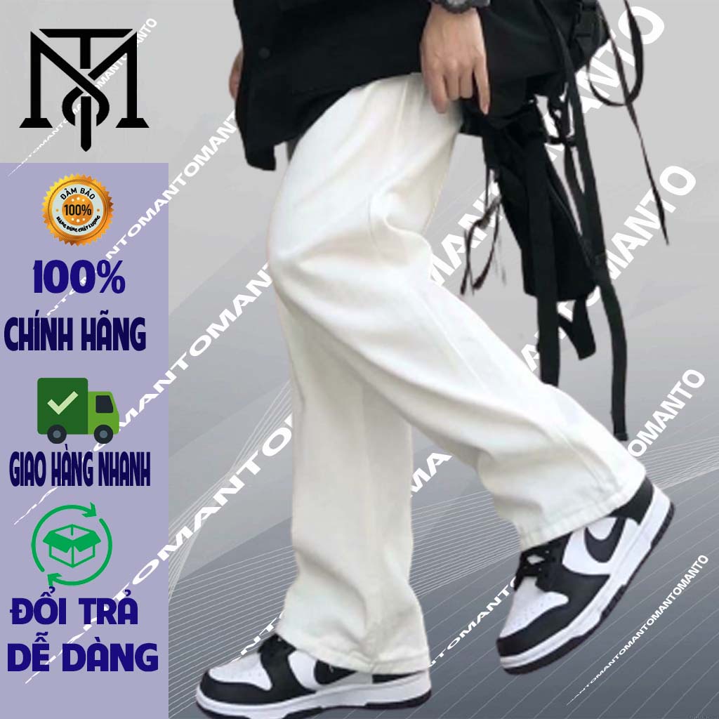 Quần Baggy Nam Ống Rộng  - Quần Jean Nam Màu Kem Dáng Xuông Form Chuẩn Hàn Quốc QD18