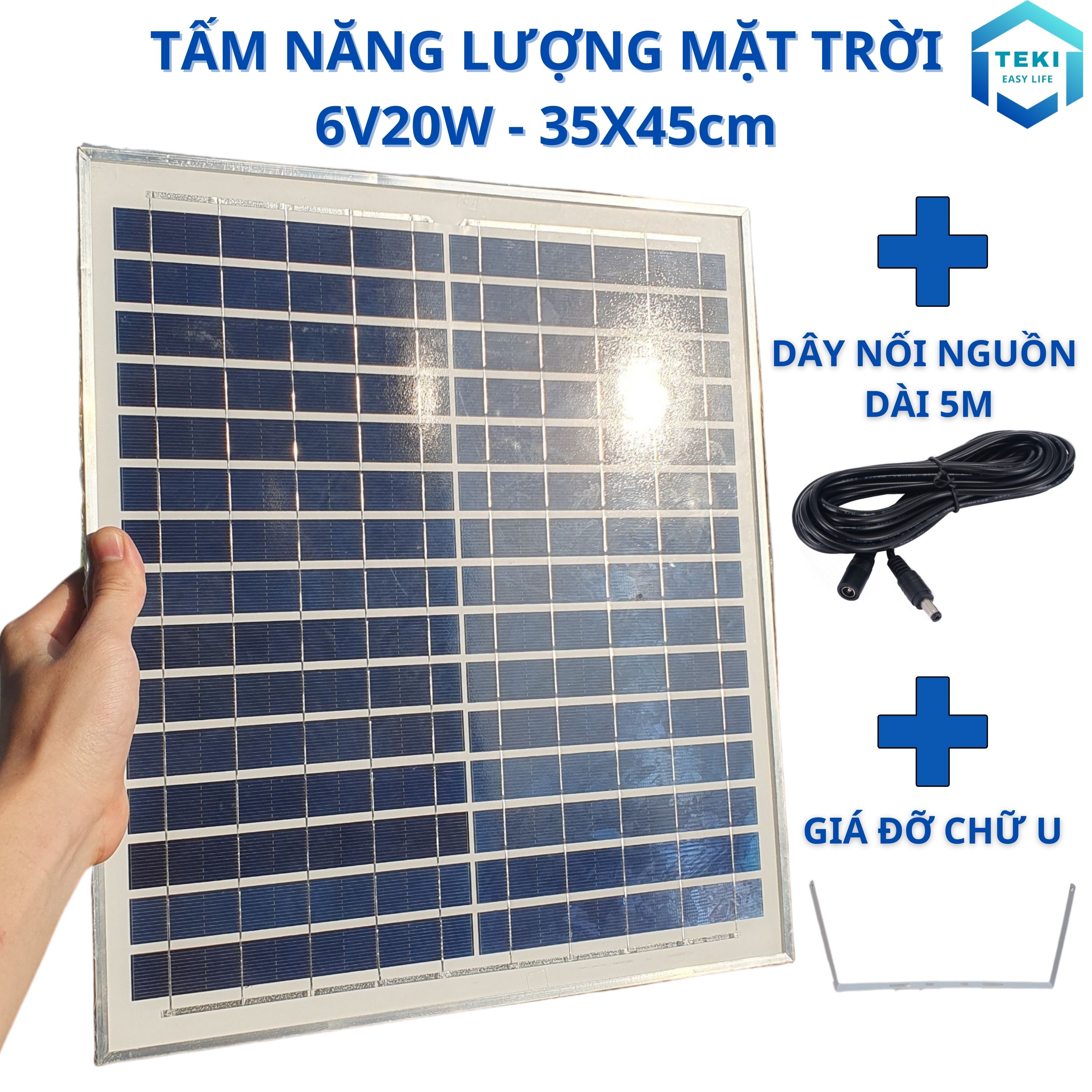 Tấm pin năng lượng mặt trời 6v20w 35x45cm - teki