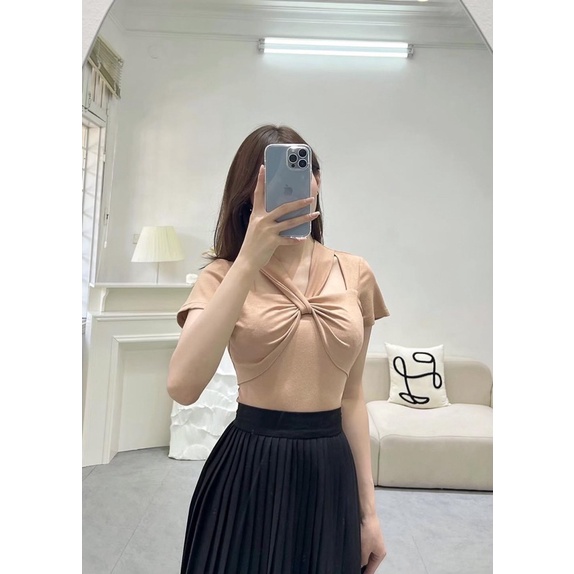 Áo thun kiểu phối dây tay ngắn