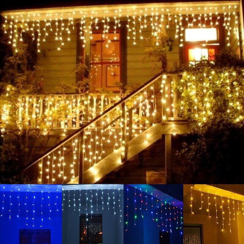 [HCM Dài 4M*50CM Thả Xuống 16 Sợi Đèn Led Fairy Light Rèm Đèn Led Chống Nước Trang Trí Tiệc Sân Vườn Noel Lễ Tết
