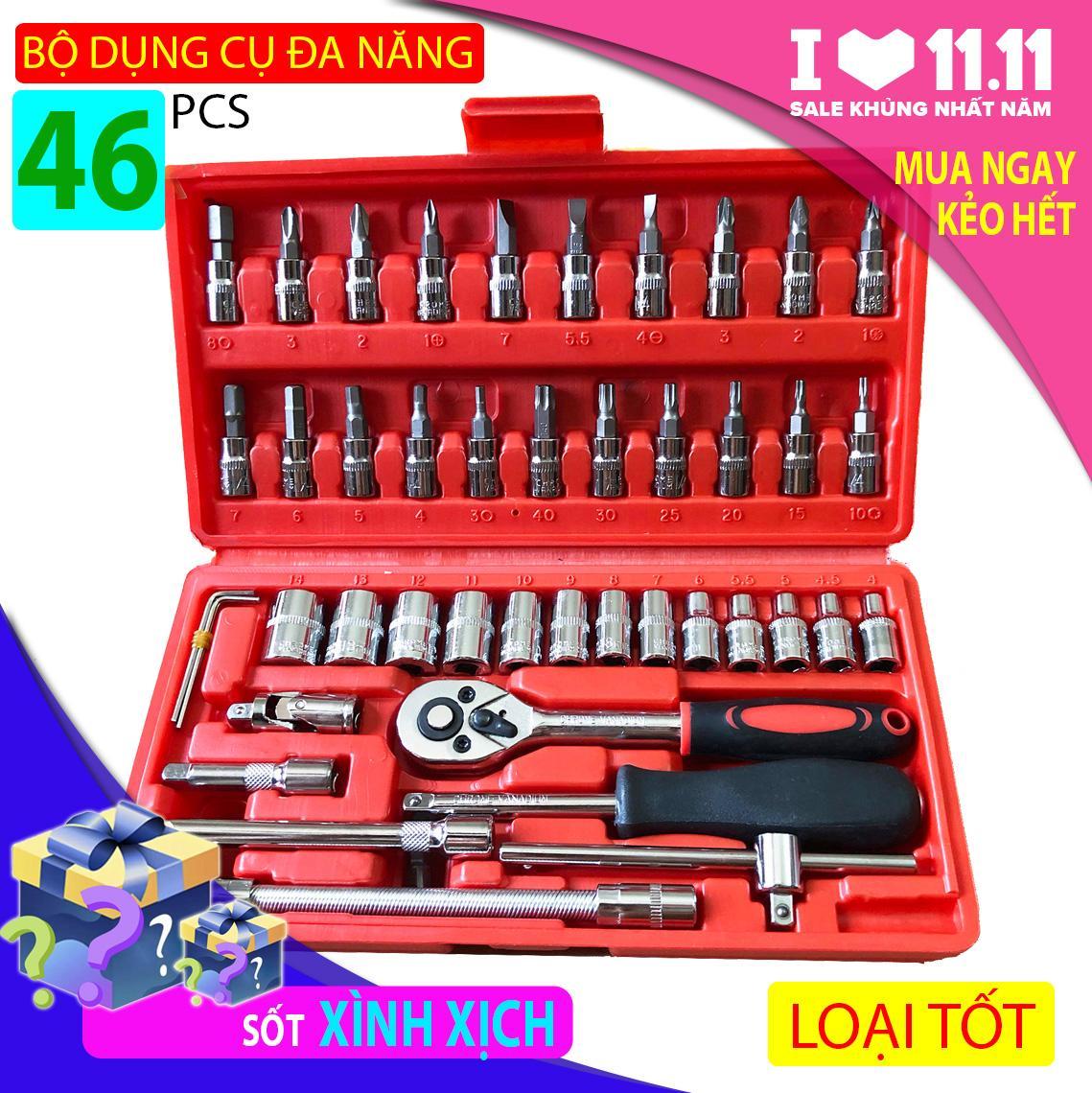 [LOẠI TỐT] Bộ dụng cụ mở bu lông ốc vít bộ dụng cụ sửa chữa ô tô xe máy bộ dụng cụ đa năng 46 chi tiết
