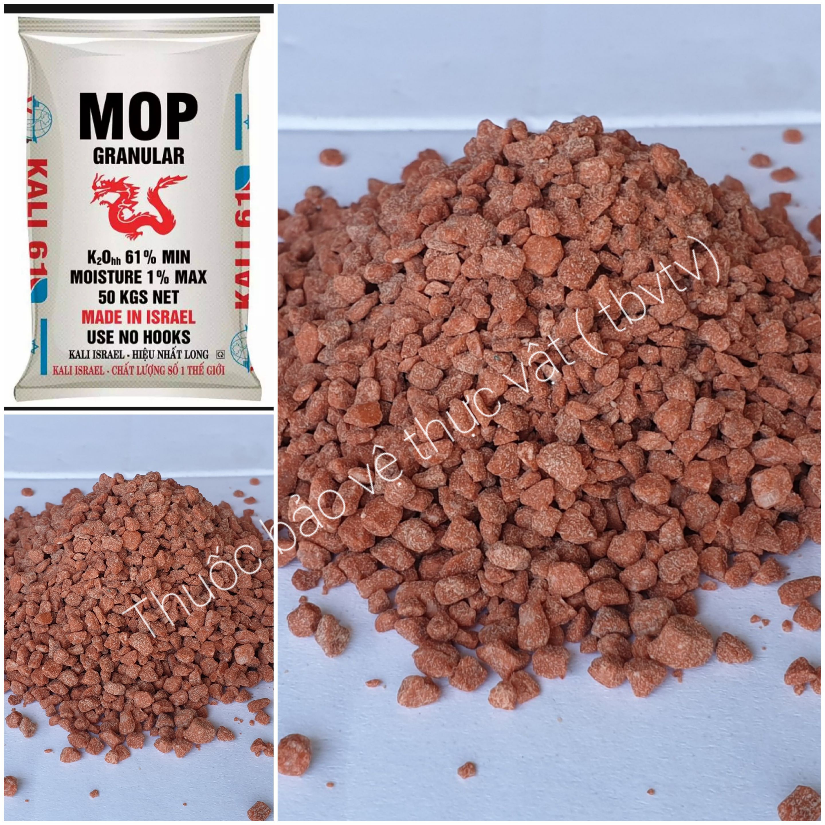 (1kg) Phân bón KALI GRANULAR Đỏ - Hàng Nhập Khẩu MOP" Chiết lẻ từ bao 50kg
