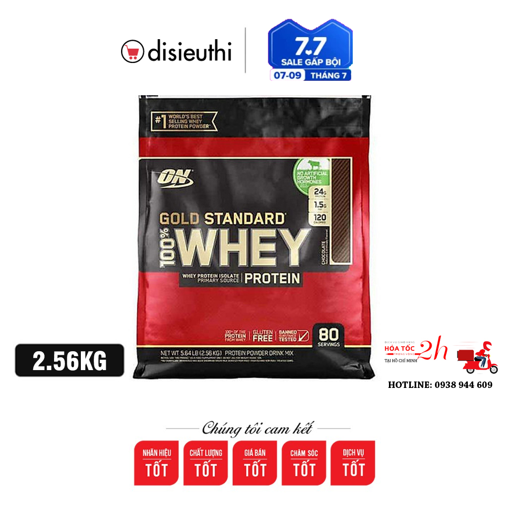 Whey Gold Standard Bột Whey on Protein Isolate Optimum Nutrition Bịch 2.56 - 2.48kg 80 Servings Sữa Tăng Cơ Whey Protein ON Gold Standard
