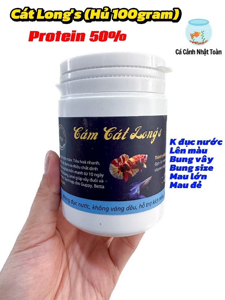 Cám Cát Long’s FAT Thức ăn cho cá guppy betta và các loài cá cảnh khác Hủ 100gram