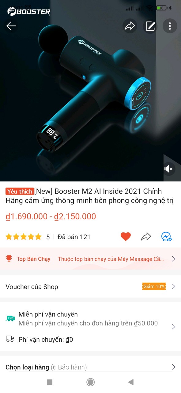 [New] Booster M2 AI Inside 2022 Chính Hãng cảm ứng thông minh tiên phong công nghệ trị liệu smart AI - Máy massage gun thư giãn cơ bắp trị liệu đau nhức căng mỏi cơ
