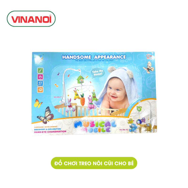 Đồ chơi treo nôi cũi kích thích thị giác cho bé có âm thanh, Đồ chơi giúp trẻ sơ sinh phát triển trí tuệ