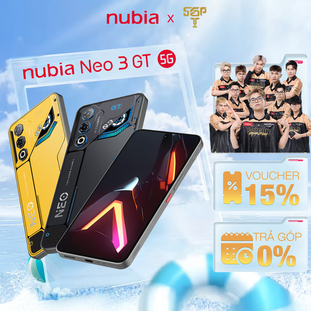Điện thoại Gaming Nubia Neo 3 GT 5G 24(12+12)GB I 256GB I Màn OLED 1300nits I Pin 6000mAh sạc 80w I Game Space - Hàng Chính Hãng