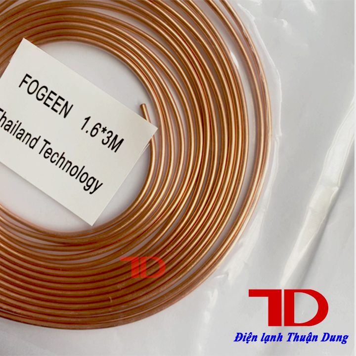 Cáp tủ lạnh điều hòa máy lạnh, ống mao ống đồng phi cỡ 1.6 dài 3m - Điện Lạnh Thuận Dung
